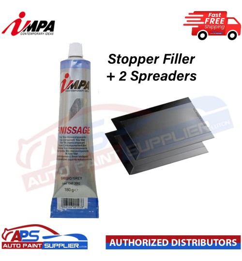 1K Impa Grey Stopper Fine Filler Finissage 180g Tube & Spreaders